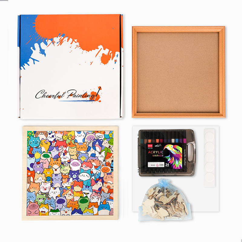 Lazy Cats - Wooden Coloring Puzzle