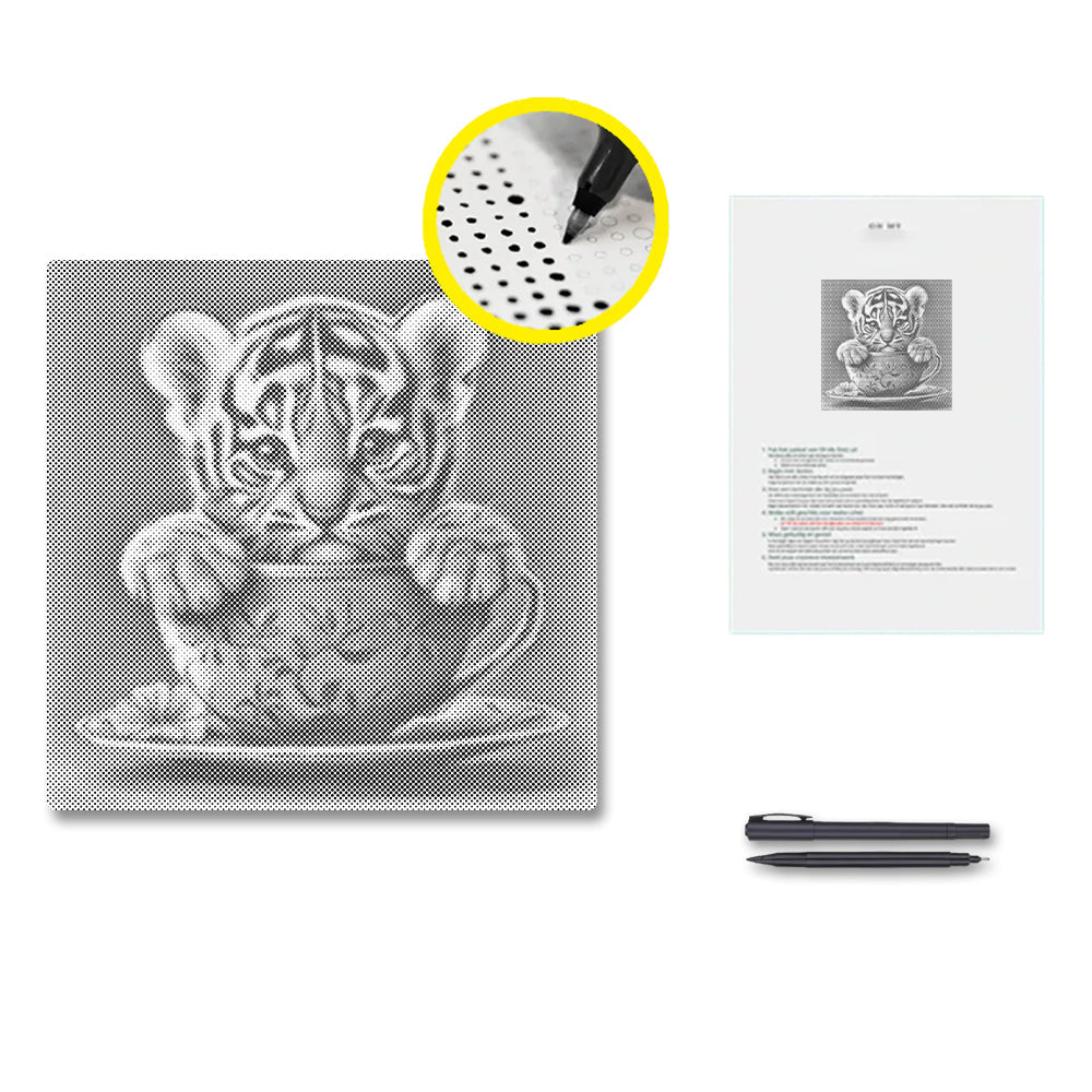 Adorable Tiger Cub - Dot Painting