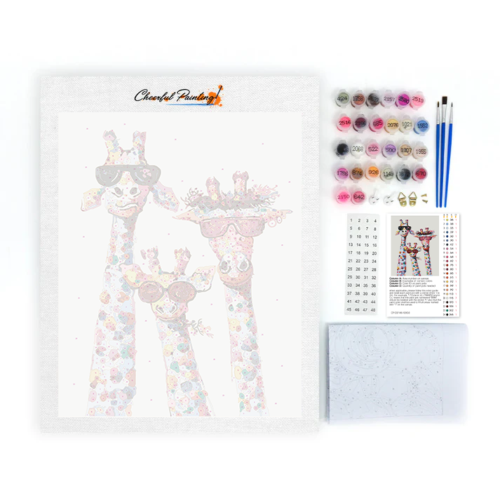 Colorful Abstract Giraffe Family - Paint by Numbers