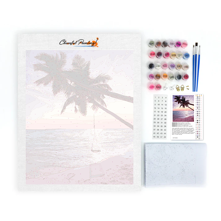 palm tree beach - Paint by Numbers