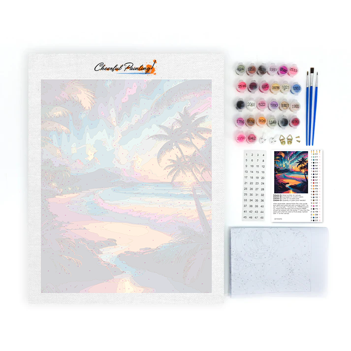 Synthwave Beach - Paint by Numbers