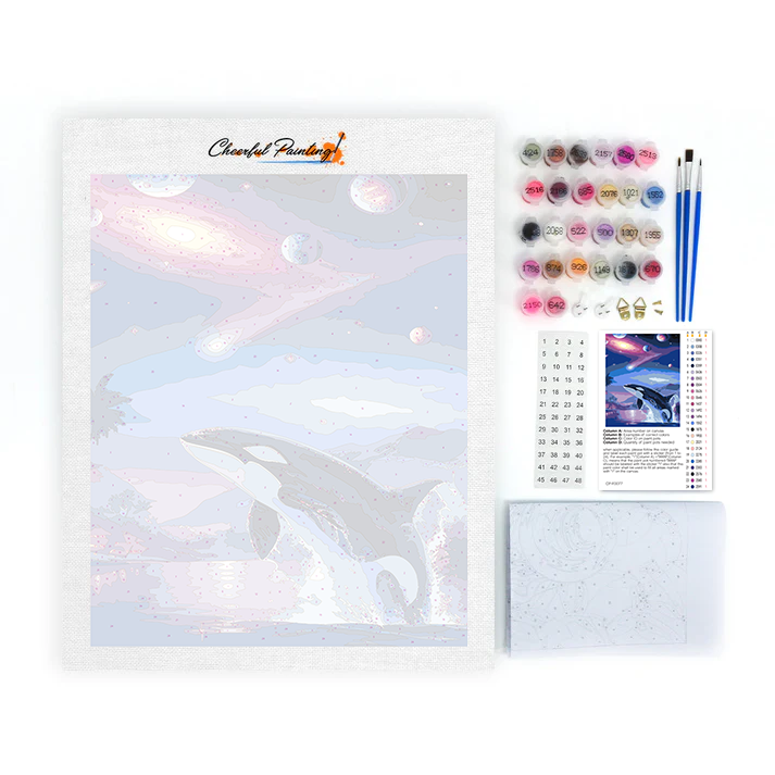 Whale Planet Aurora - Paint by Numbers