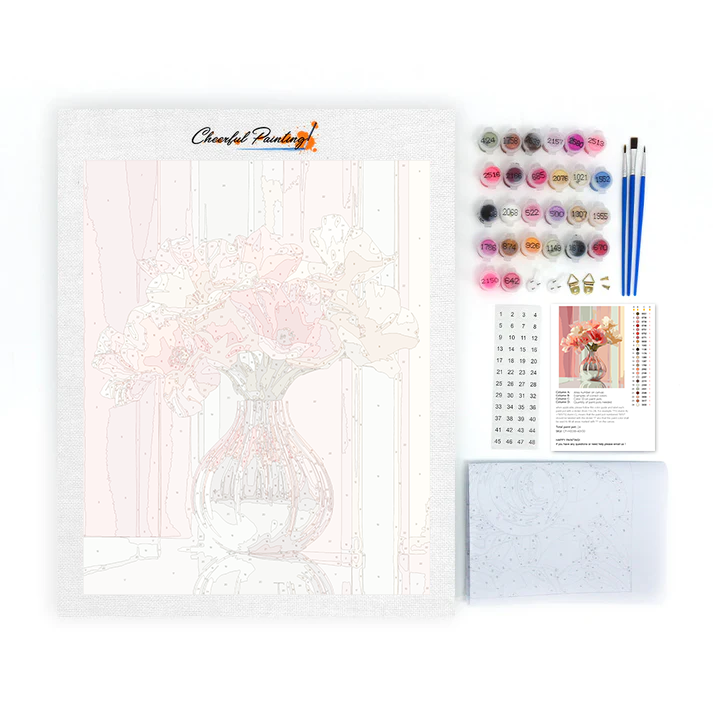 Elegant Vase with Pink & White Tulips - Paint by Numbers