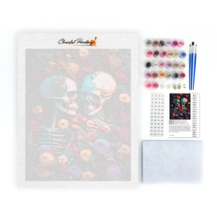 Skeleton Sea of Flowers - Paint by Numbers