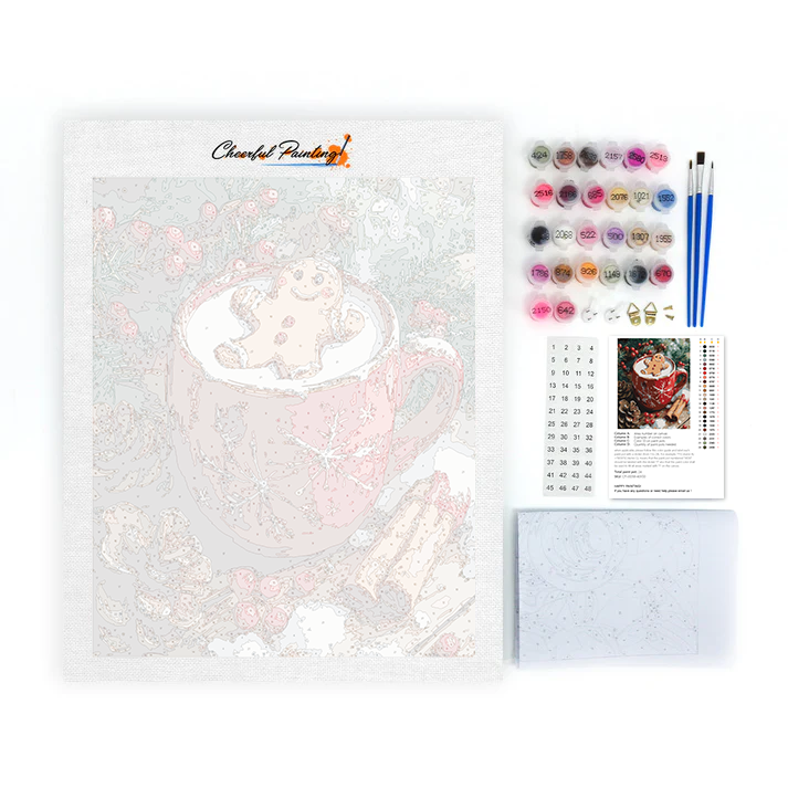 Gingerbread Man and Hot Tea - Paint by Numbers