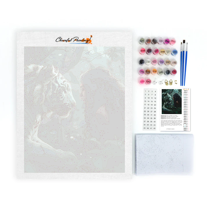 Woman with white tiger - Paint by Numbers