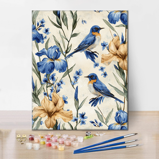 Bluebird and Iris - Paint by Numbers
