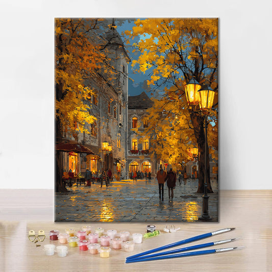 Autumn Evening in a Small Town - Paint by Numbers