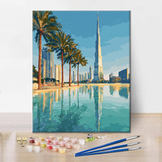 Dubai Skyline Reflections - Paint by Numbers
