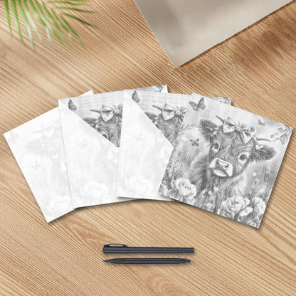 Adorable Highland Calf with Flowers - Dot Painting