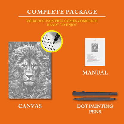 Foliage and Lion's Fury - Dot Painting