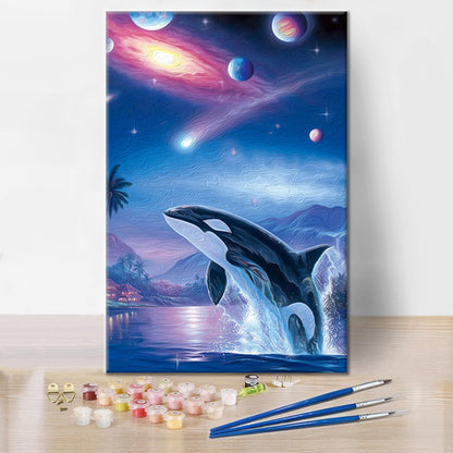 Whale Planet Aurora - Paint by Numbers