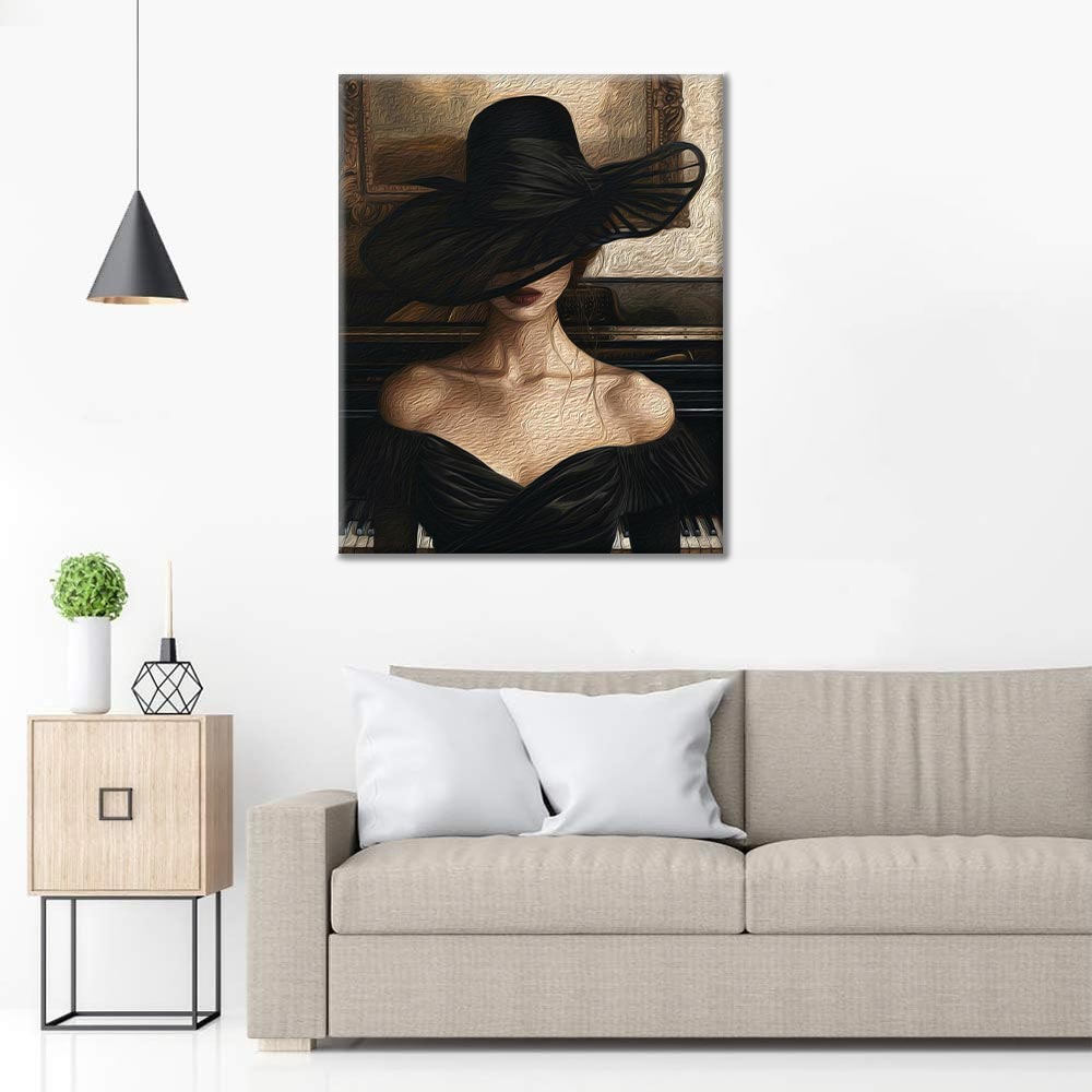 Woman by Grand Piano - Paint by Numbers
