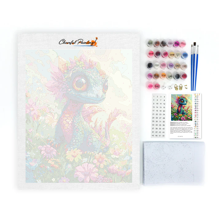 Enchanting Rainbow Dragon in Bloom - Paint by Numbers