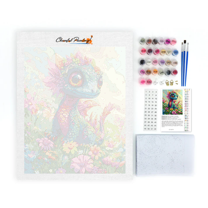 Enchanting Rainbow Dragon in Bloom - Paint by Numbers
