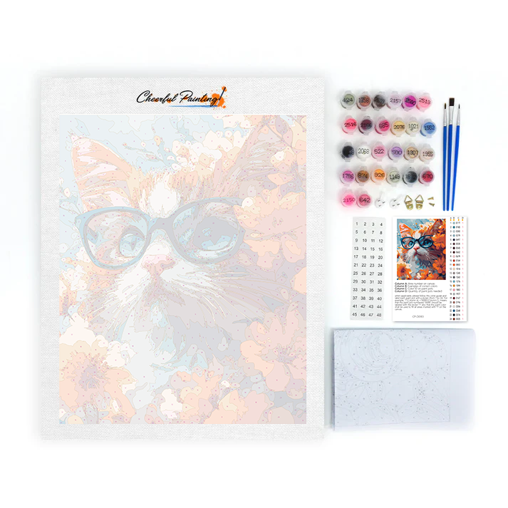Cat with Glasses - Paint by Numbers