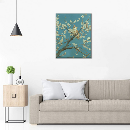 Apricot Blossom Tree and Cat - Paint by Numbers