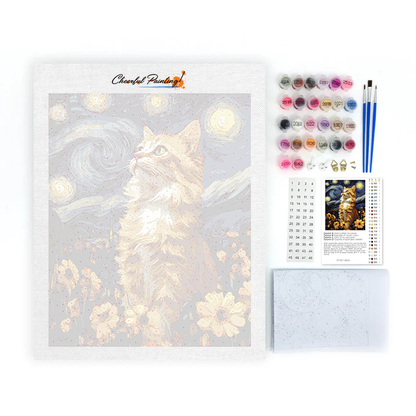 Starry Night Cat - Paint by Numbers