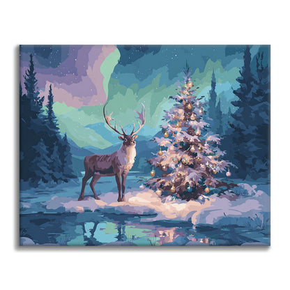Reindeer and Christmas Tree - Paint by Numbers