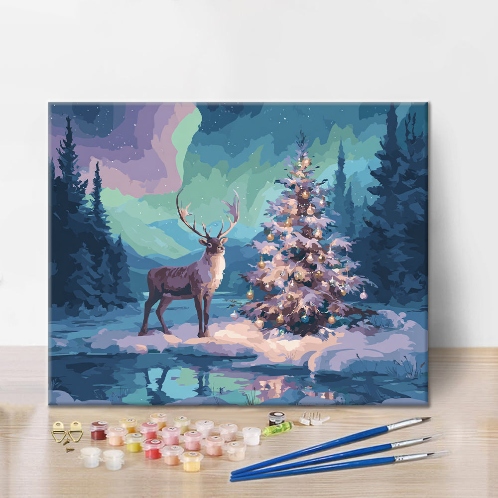 Reindeer and Christmas Tree - Paint by Numbers