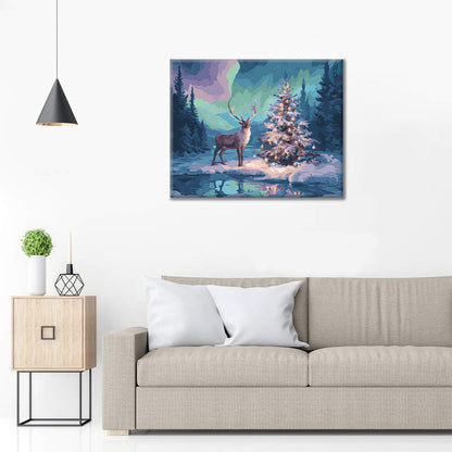 Reindeer and Christmas Tree - Paint by Numbers