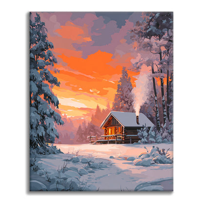 Winter Cabin - Paint by Numbers