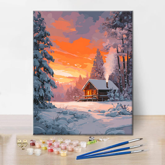 Winter Cabin - Paint by Numbers