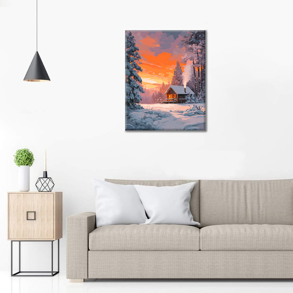 Winter Cabin - Paint by Numbers