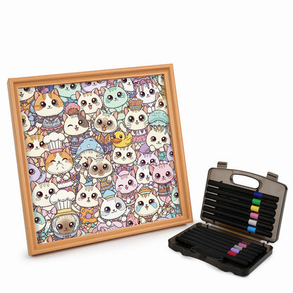 Cats I - Wooden Coloring Puzzle