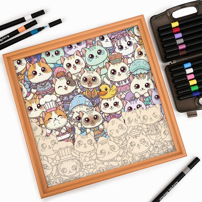 Cats I - Wooden Coloring Puzzle