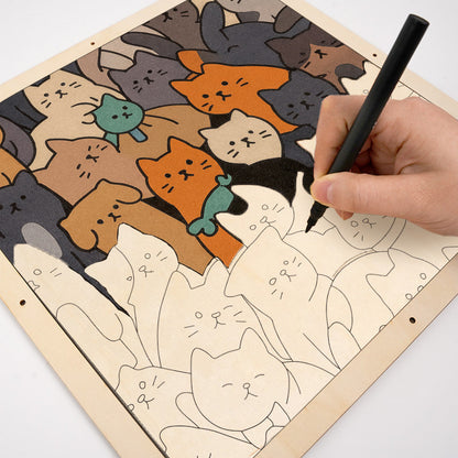 Cats II - Wooden Coloring Puzzle