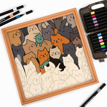 Cats II - Wooden Coloring Puzzle