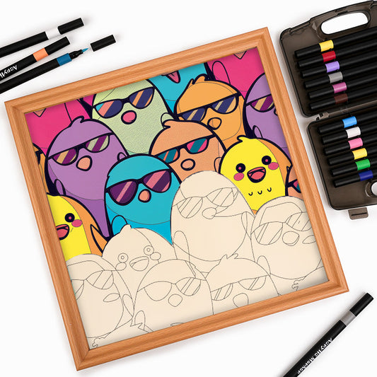 Cool Birds - Wooden Coloring Puzzle