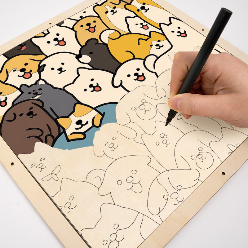 Dogs - Wooden Coloring Puzzle