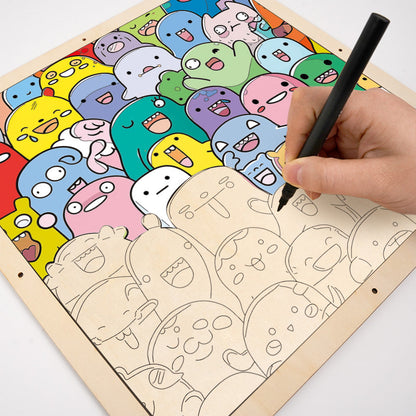 Mischief Monsters - Wooden Coloring Puzzle