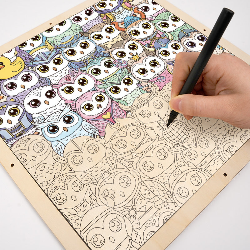 Owl - Wooden Coloring Puzzle