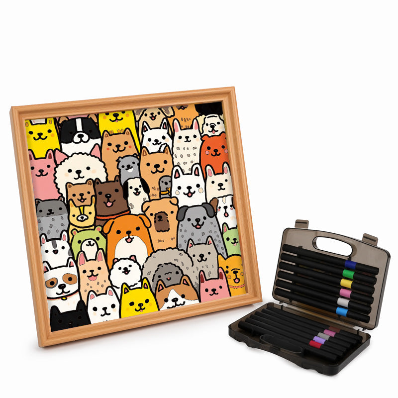Line Art Puppy - Wooden Coloring Puzzle