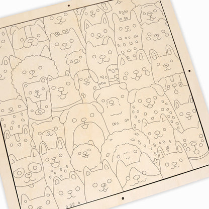 Line Art Puppy - Wooden Coloring Puzzle