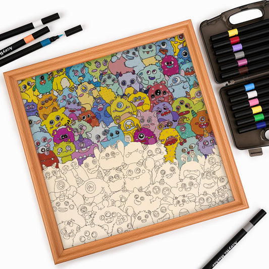 Little Monster - Wooden Coloring Puzzle