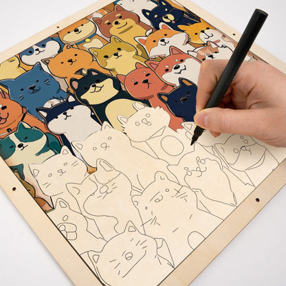 Shiba Inu - Wooden Coloring Puzzle