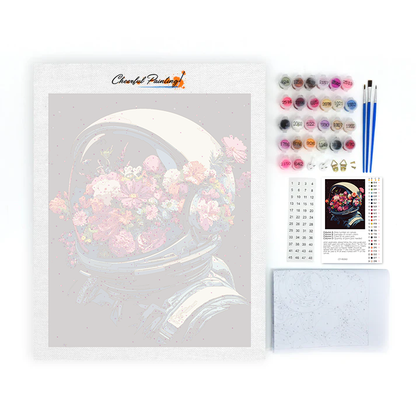 Flower-Filled Space Helmet - Paint by Numbers