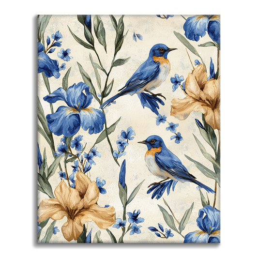 Bluebird and Iris - Paint by Numbers