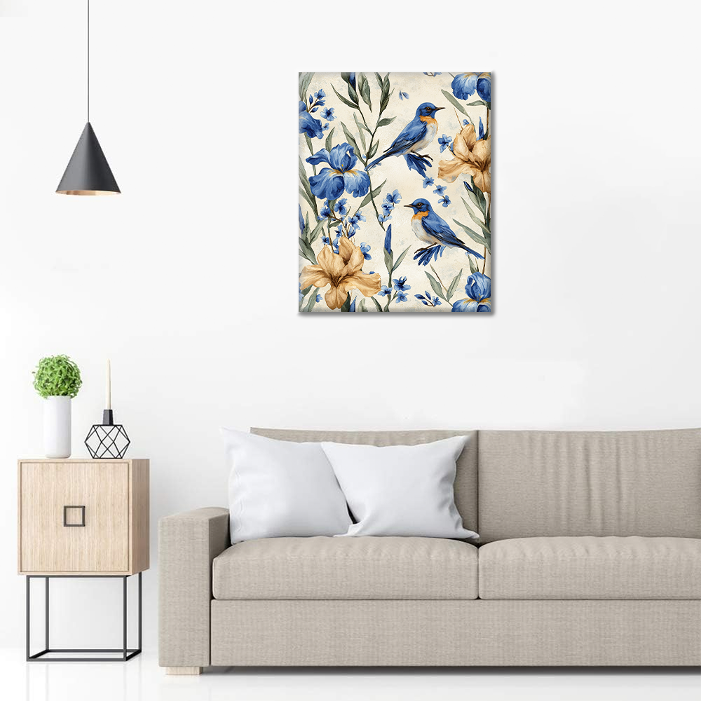 Bluebird and Iris - Paint by Numbers