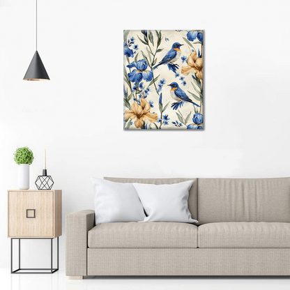 Bluebird and Iris - Paint by Numbers