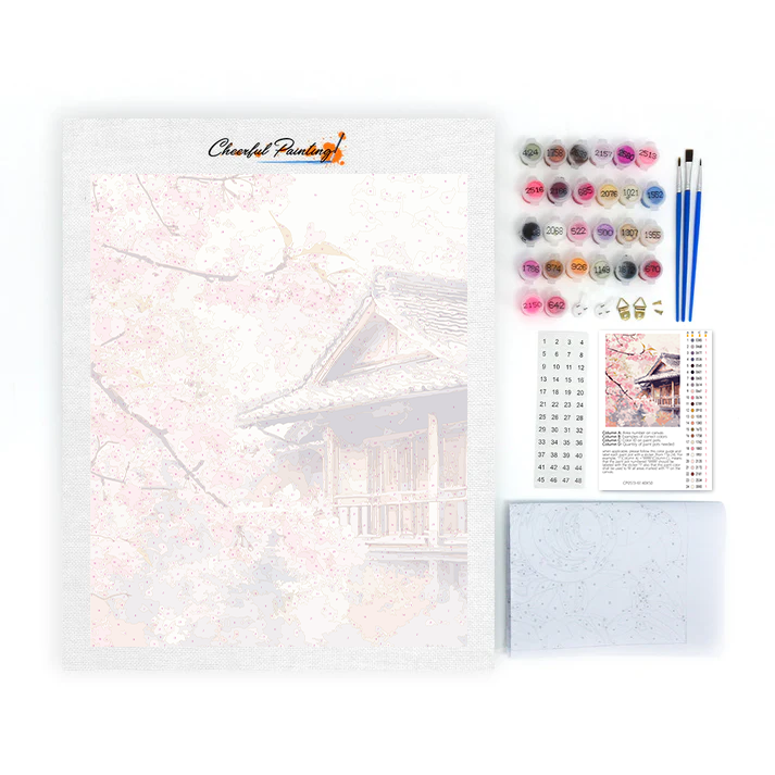 Sakura Blossoms by the House - Paint by Numbers