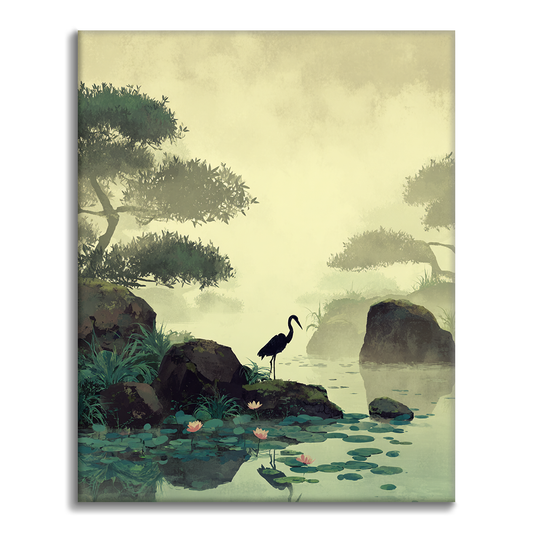 Crane by the Lotus Pond - Paint by Numbers