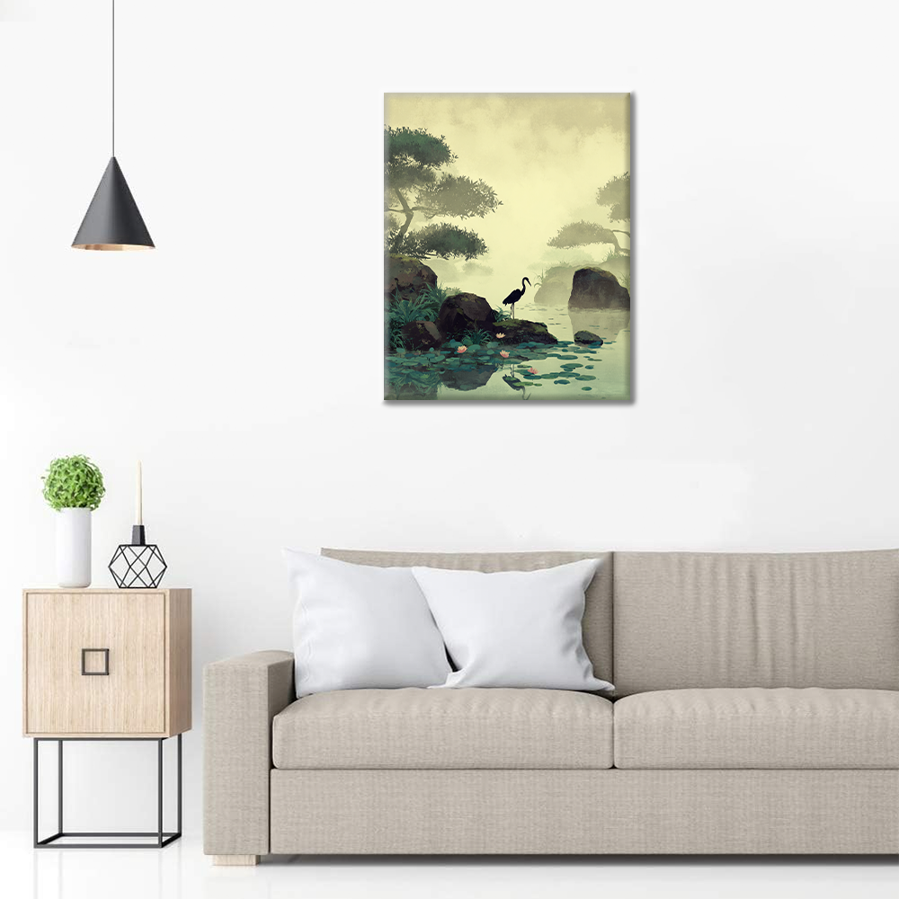 Crane by the Lotus Pond - Paint by Numbers
