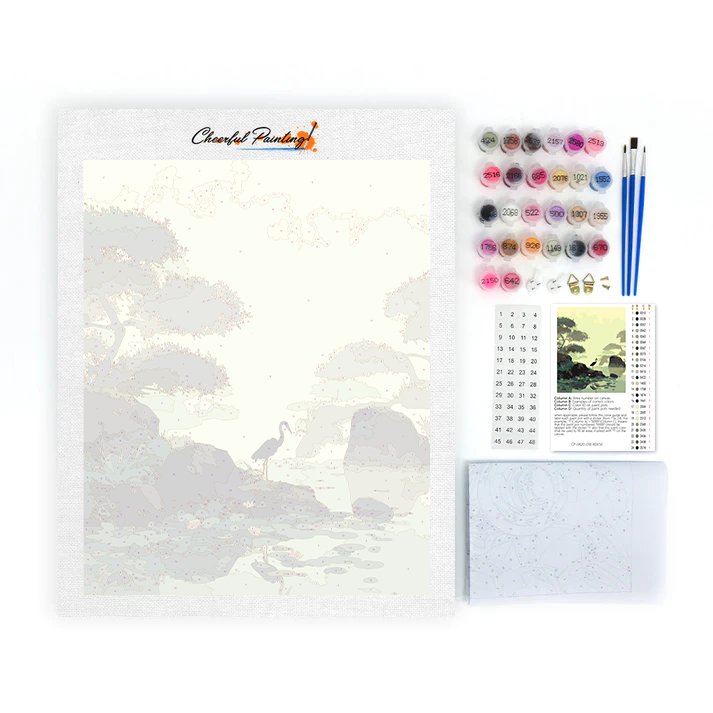 Crane by the Lotus Pond - Paint by Numbers