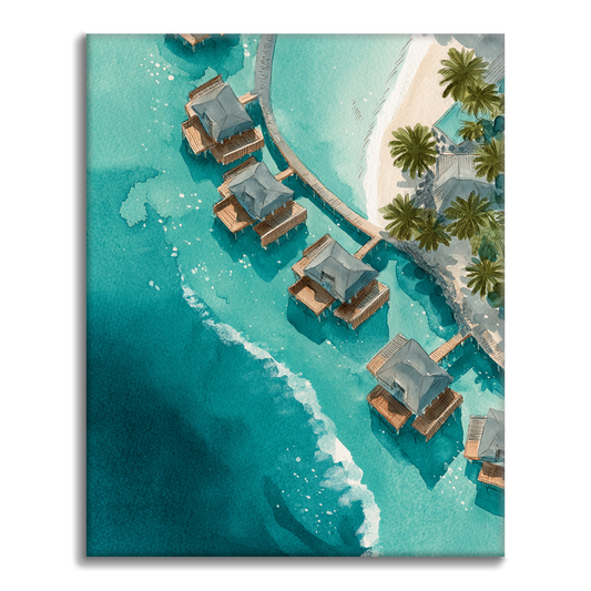 Maldives Overwater Villas - Paint by Numbers