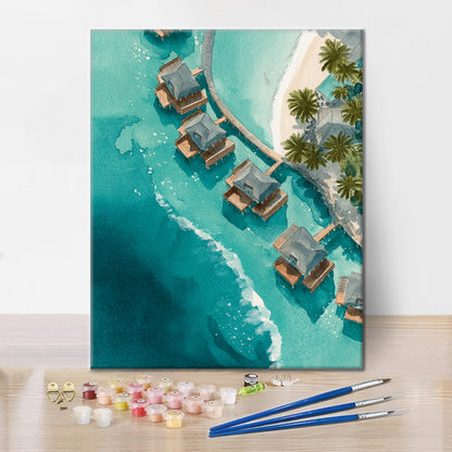 Maldives Overwater Villas - Paint by Numbers